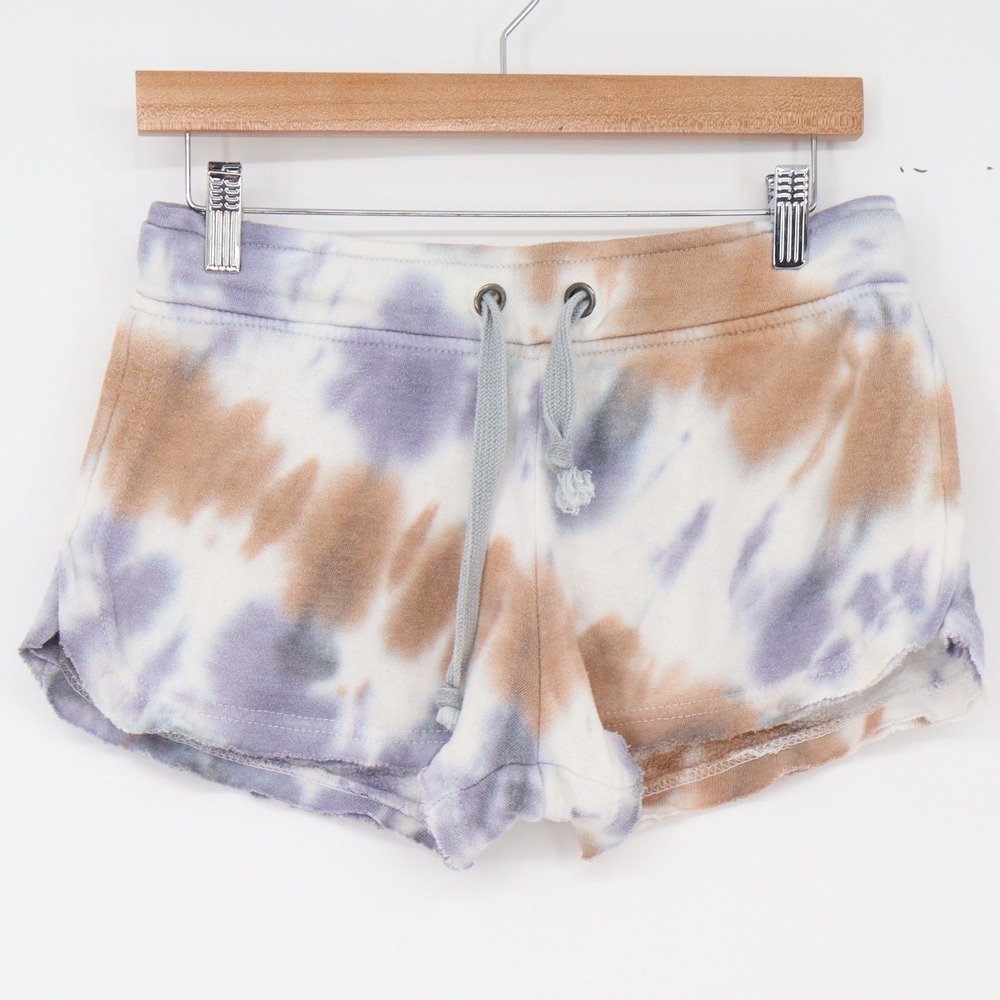 Ocean Drive Shorts Womens M Purple Tan Tie Dye Drawstring Excellent